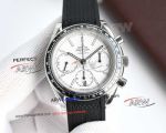 Swiss Replica Omega Speedmaster Racing White Dial Black Rubber Strap Watch 